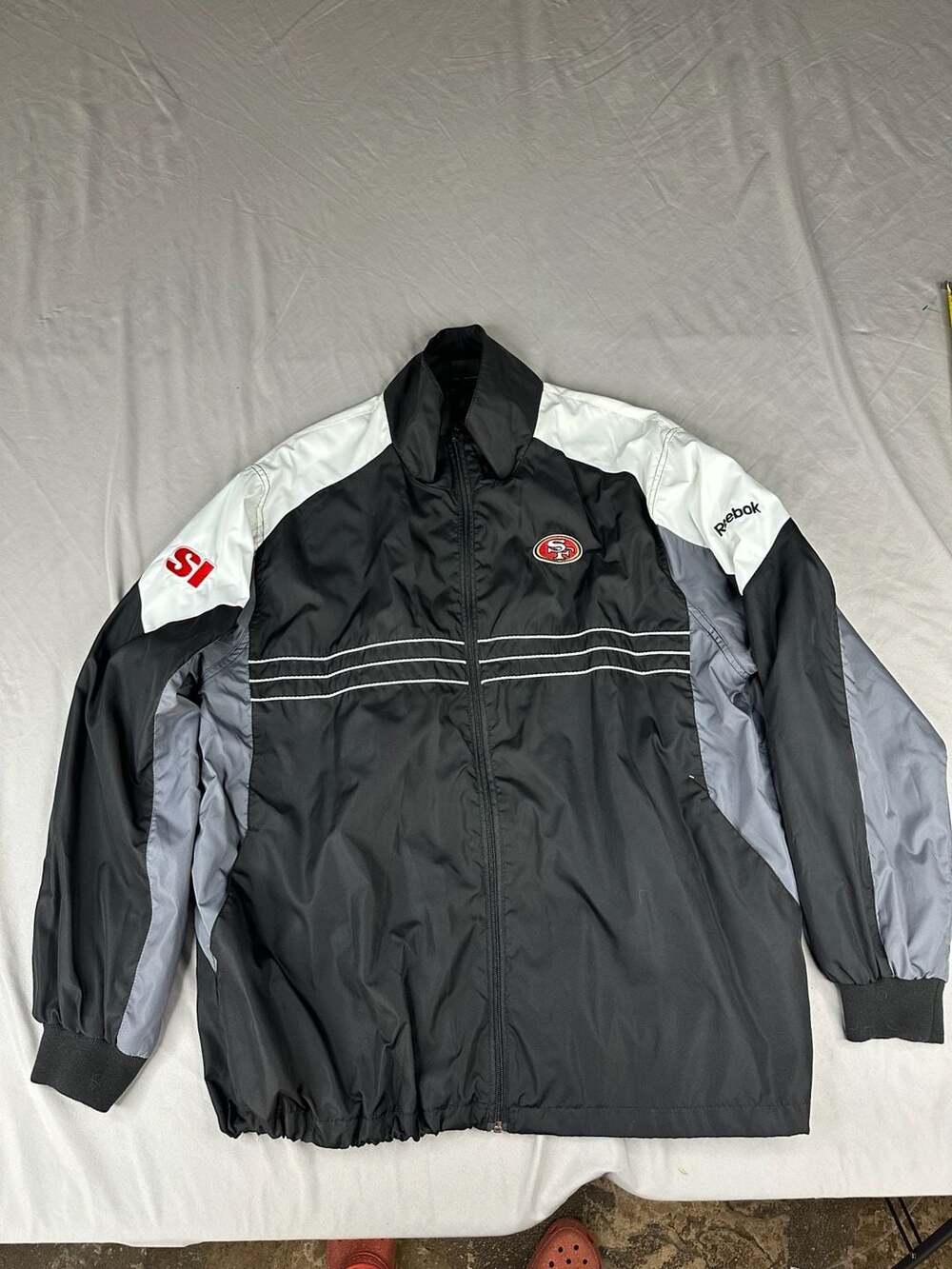 Reebok San Francisco 49ers NFL Windbreaker Jacket Size XL Black SI